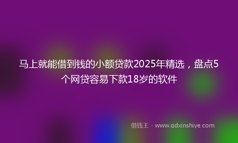 马上就能借到钱的小额贷款2025年精选，盘点5个网贷容易下款18岁的软件