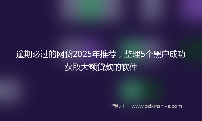 逾期必过的网贷2025年推荐，整理5个黑户成功获取大额贷款的软件
