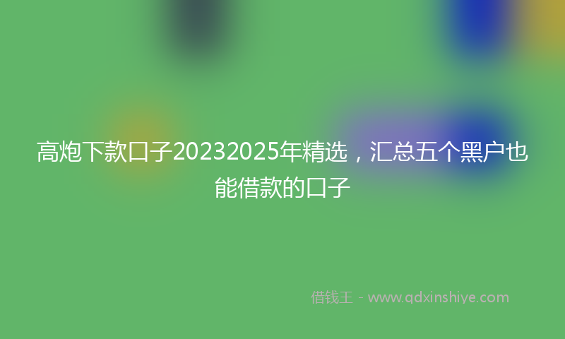 高炮下款口子20232025年精选，汇总五个黑户也能借款的口子