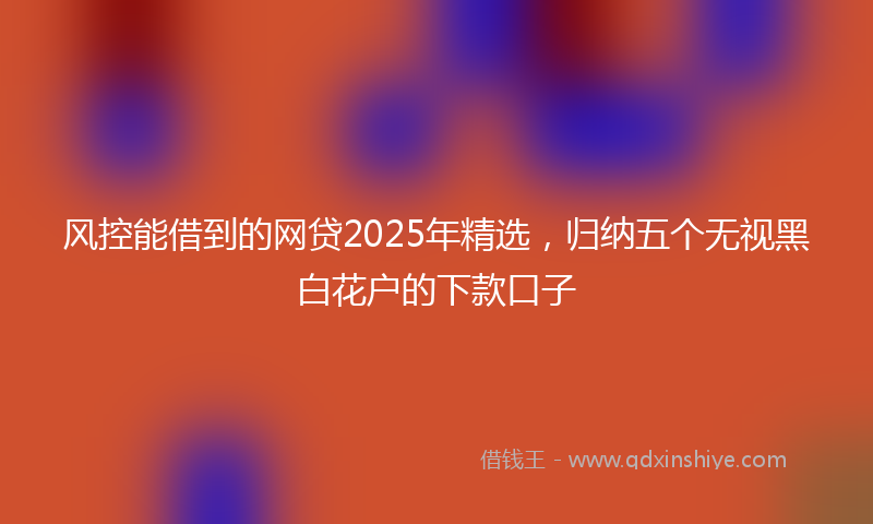 风控能借到的网贷2025年精选，归纳五个无视黑白花户的下款口子