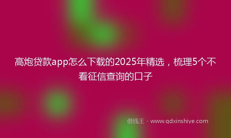 高炮贷款app怎么下载的2025年精选，梳理5个不看征信查询的口子
