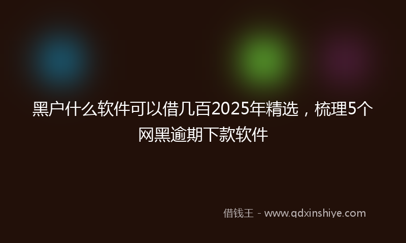 黑户什么软件可以借几百2025年精选，梳理5个网黑逾期下款软件
