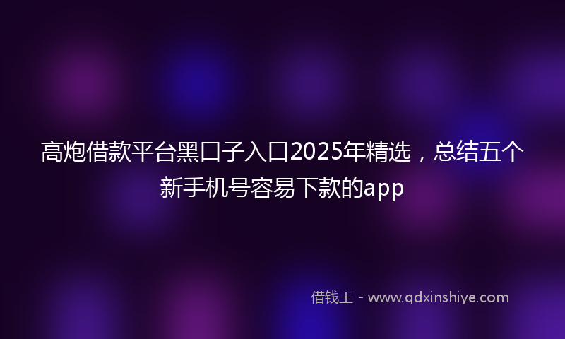 高炮借款平台黑口子入口2025年精选，总结五个新手机号容易下款的app