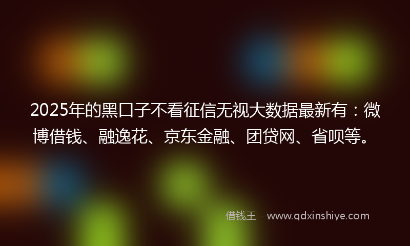 2025年的黑口子不看征信无视大数据最新有：微博借钱、融逸花、京东金融、团贷网、省呗等。