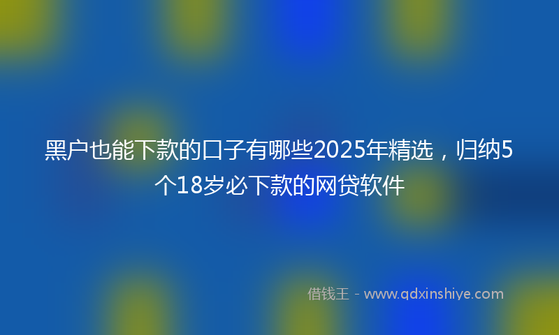黑户也能下款的口子有哪些2025年精选，归纳5个18岁必下款的网贷软件