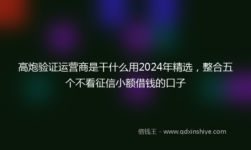 高炮验证运营商是干什么用2024年精选，整合五个不看征信小额借钱的口子