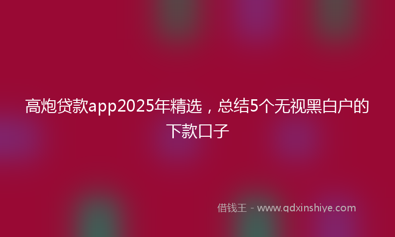 高炮贷款app2025年精选，总结5个无视黑白户的下款口子