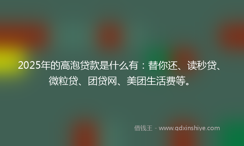 2025年的高泡贷款是什么有：替你还、读秒贷、微粒贷、团贷网、美团生活费等。