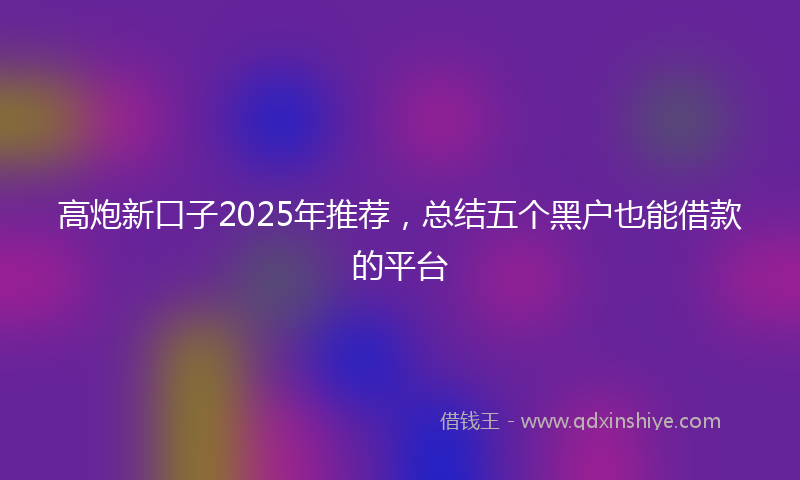 高炮新口子2025年推荐，总结五个黑户也能借款的平台