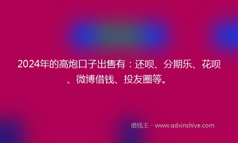 2024年的高炮口子出售有：还呗、分期乐、花呗、微博借钱、投友圈等。