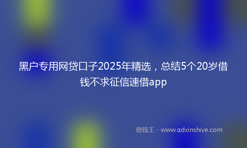 黑户专用网贷口子2025年精选，总结5个20岁借钱不求征信速借app