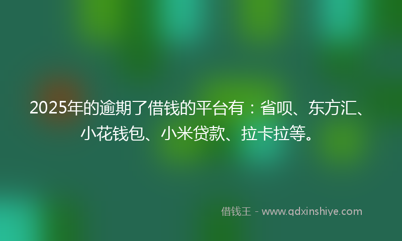 2025年的逾期了借钱的平台有：省呗、东方汇、小花钱包、小米贷款、拉卡拉等。