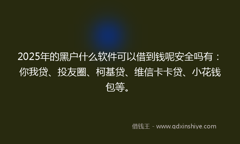 2025年的黑户什么软件可以借到钱呢安全吗有：你我贷、投友圈、柯基贷、维信卡卡贷、小花钱包等。