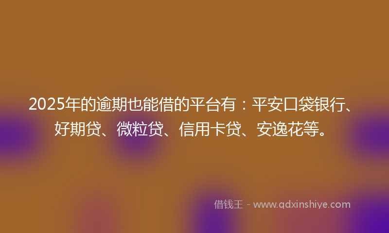 2025年的逾期也能借的平台有：平安口袋银行、好期贷、微粒贷、信用卡贷、安逸花等。