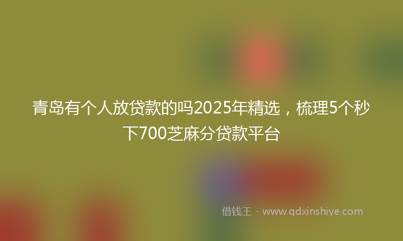 青岛有个人放贷款的吗2025年精选，梳理5个秒下700芝麻分贷款平台