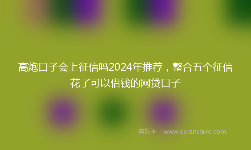高炮口子会上征信吗2024年推荐，整合五个征信花了可以借钱的网贷口子