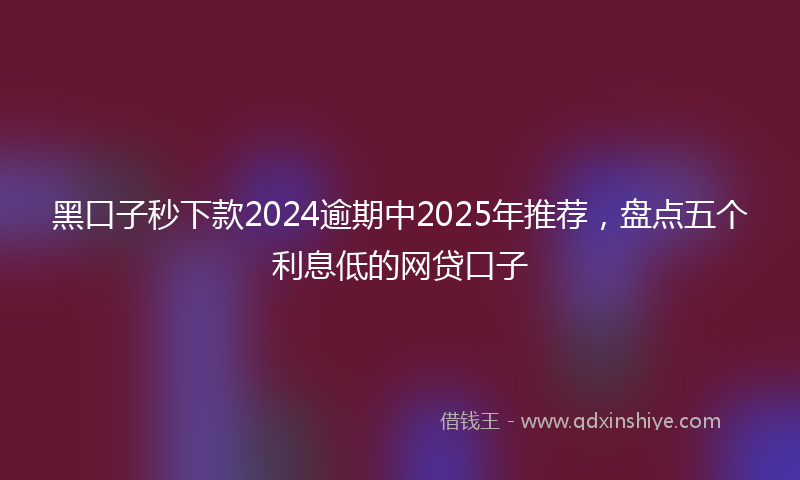 黑口子秒下款2024逾期中2025年推荐，盘点五个利息低的网贷口子