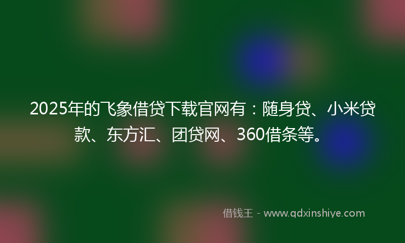 2025年的飞象借贷下载官网有：随身贷、小米贷款、东方汇、团贷网、360借条等。