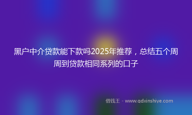 黑户中介贷款能下款吗2025年推荐，总结五个周周到贷款相同系列的口子