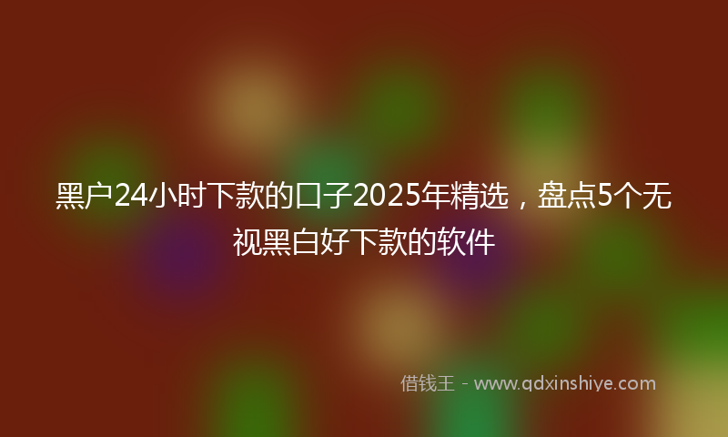 黑户24小时下款的口子2025年精选，盘点5个无视黑白好下款的软件