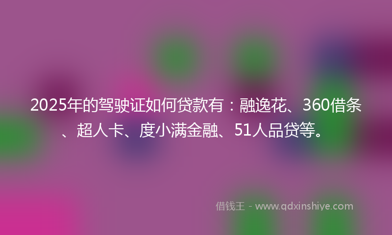 2025年的驾驶证如何贷款有：融逸花、360借条、超人卡、度小满金融、51人品贷等。