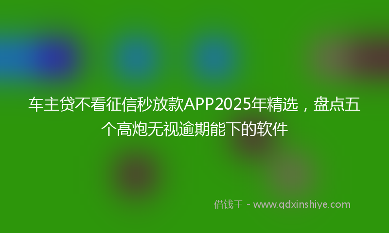 车主贷不看征信秒放款APP2025年精选，盘点五个高炮无视逾期能下的软件
