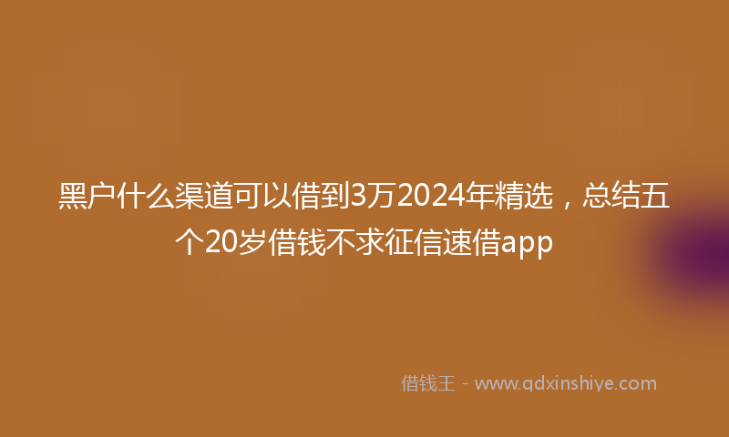 黑户什么渠道可以借到3万2024年精选，总结五个20岁借钱不求征信速借app