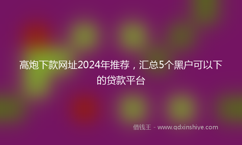 高炮下款网址2024年推荐，汇总5个黑户可以下的贷款平台