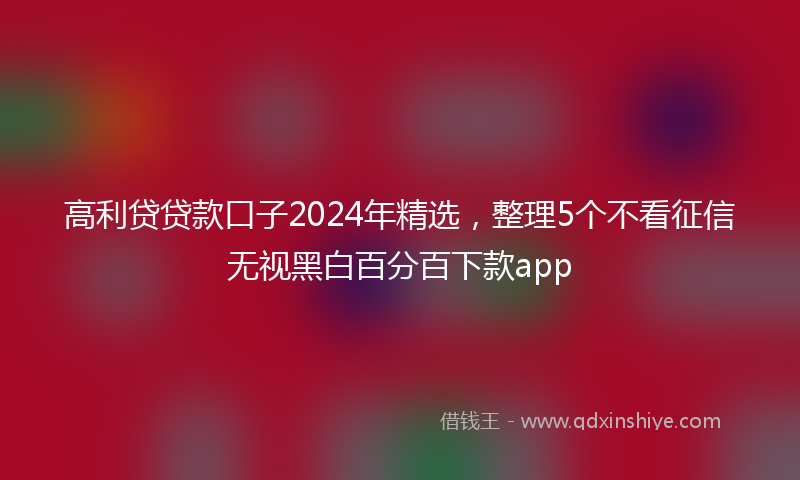 高利贷贷款口子2024年精选，整理5个不看征信无视黑白百分百下款app
