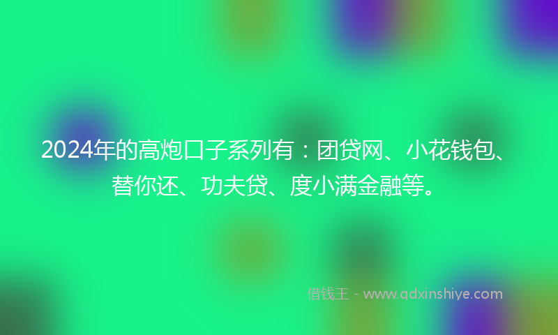 2024年的高炮口子系列有：团贷网、小花钱包、替你还、功夫贷、度小满金融等。