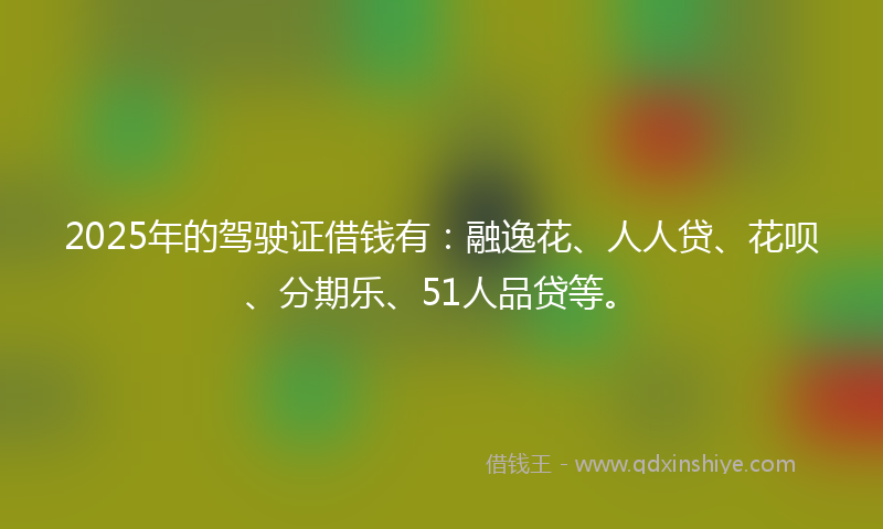 2025年的驾驶证借钱有：融逸花、人人贷、花呗、分期乐、51人品贷等。