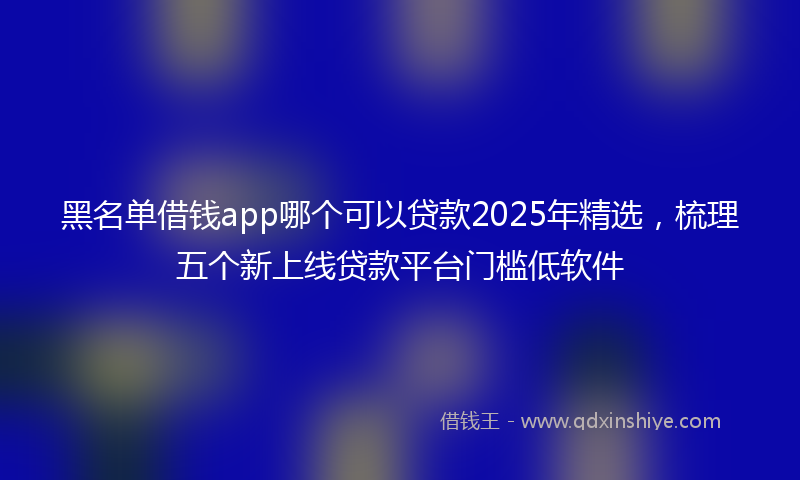 黑名单借钱app哪个可以贷款2025年精选，梳理五个新上线贷款平台门槛低软件