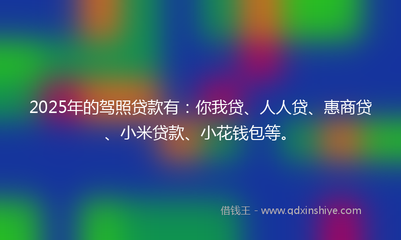 2025年的驾照贷款有：你我贷、人人贷、惠商贷、小米贷款、小花钱包等。