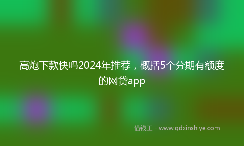 高炮下款快吗2024年推荐，概括5个分期有额度的网贷app