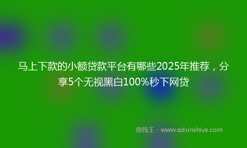 马上下款的小额贷款平台有哪些2025年推荐，分享5个无视黑白100%秒下网贷