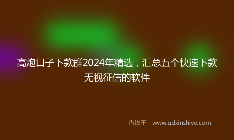 高炮口子下款群2024年精选，汇总五个快速下款无视征信的软件