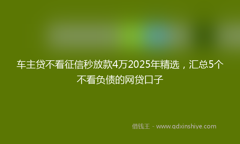 车主贷不看征信秒放款4万2025年精选，汇总5个不看负债的网贷口子
