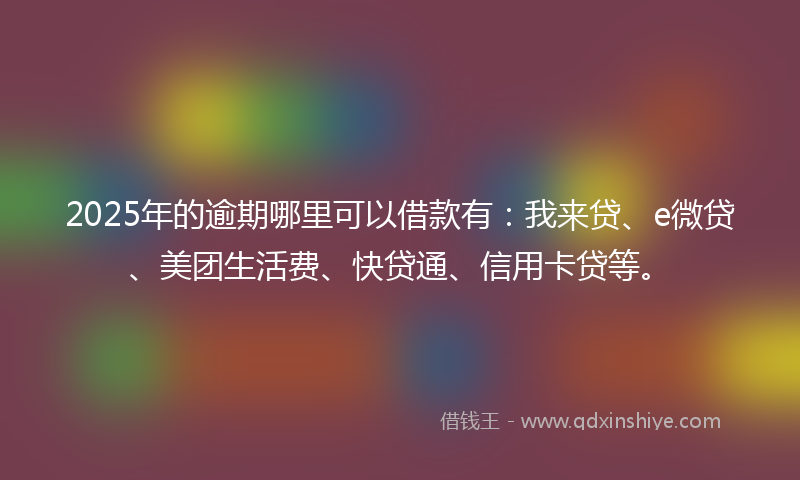 2025年的逾期哪里可以借款有：我来贷、e微贷、美团生活费、快贷通、信用卡贷等。