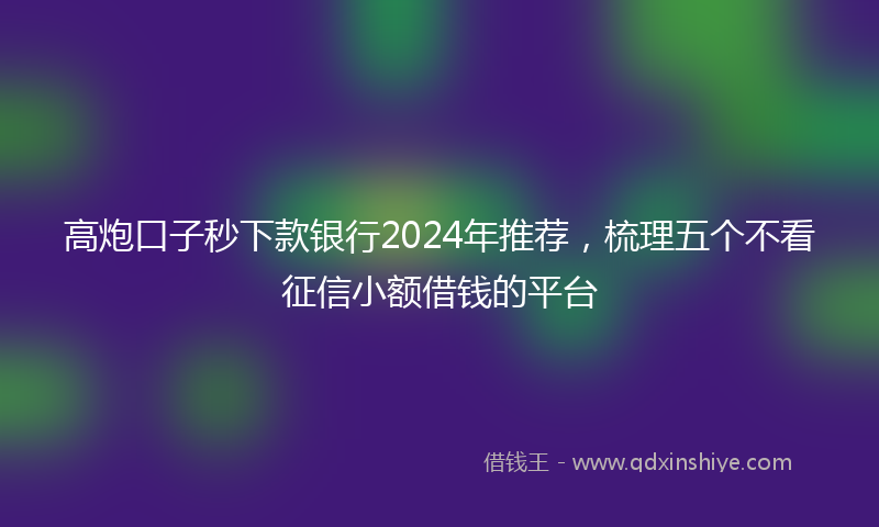 高炮口子秒下款银行2024年推荐，梳理五个不看征信小额借钱的平台