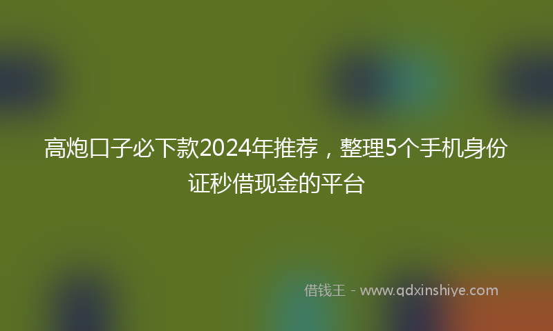 高炮口子必下款2024年推荐，整理5个手机身份证秒借现金的平台