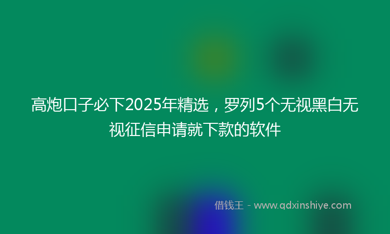 高炮口子必下2025年精选，罗列5个无视黑白无视征信申请就下款的软件