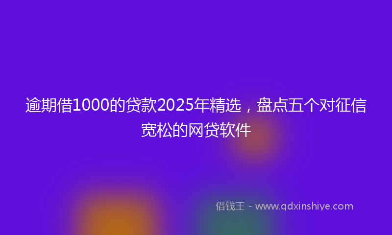 逾期借1000的贷款2025年精选，盘点五个对征信宽松的网贷软件