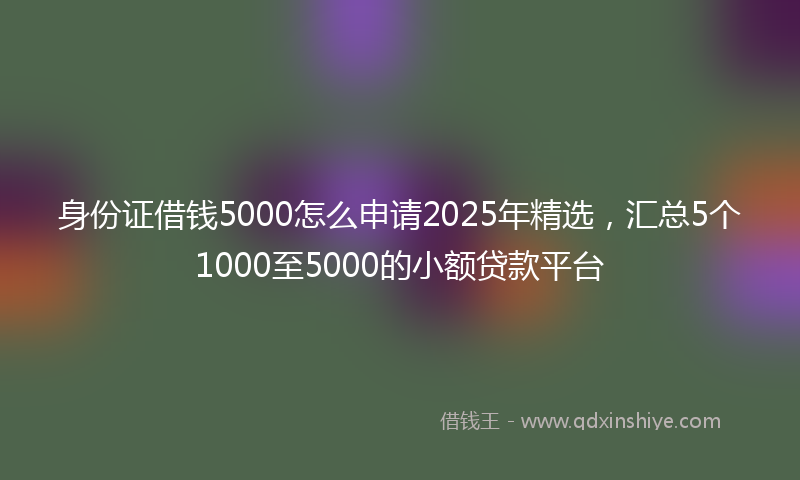 身份证借钱5000怎么申请2025年精选，汇总5个1000至5000的小额贷款平台