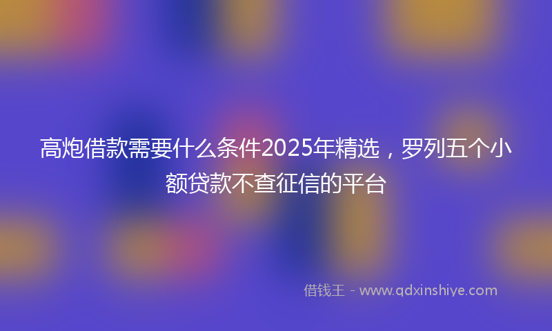 高炮借款需要什么条件2025年精选，罗列五个小额贷款不查征信的平台
