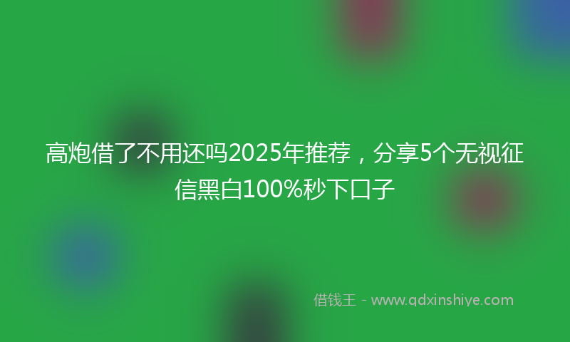 高炮借了不用还吗2025年推荐，分享5个无视征信黑白100%秒下口子