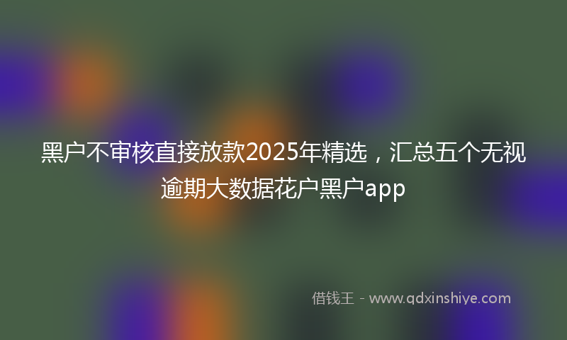 黑户不审核直接放款2025年精选，汇总五个无视逾期大数据花户黑户app