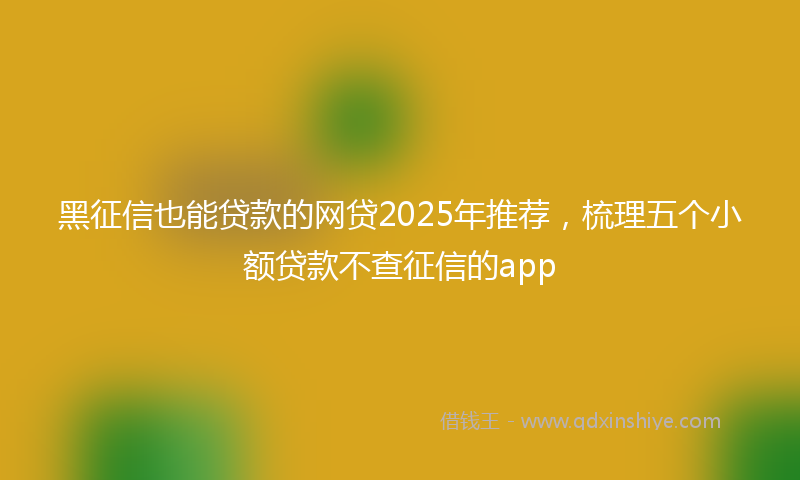 黑征信也能贷款的网贷2025年推荐，梳理五个小额贷款不查征信的app