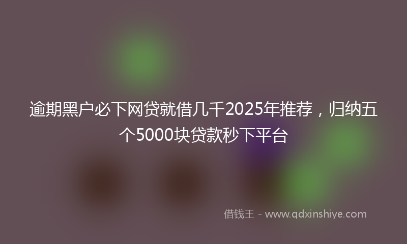 逾期黑户必下网贷就借几千2025年推荐，归纳五个5000块贷款秒下平台