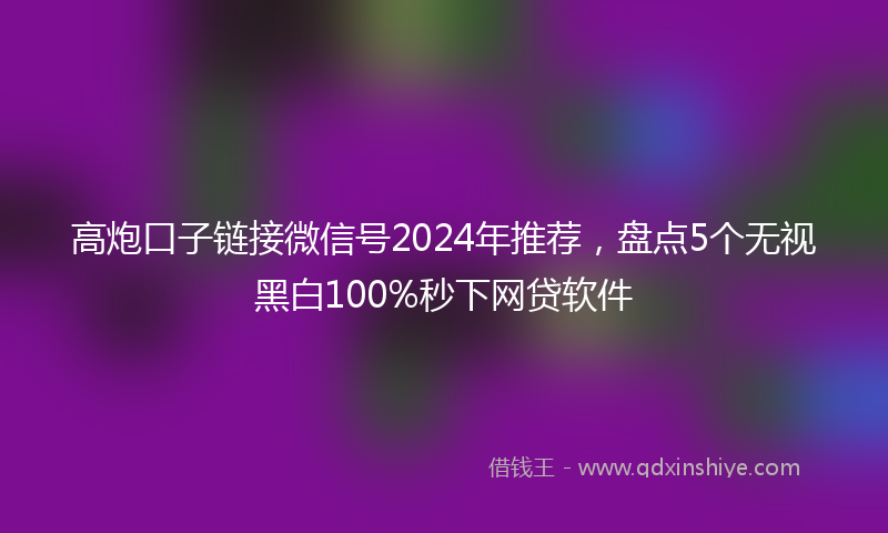 高炮口子链接微信号2024年推荐，盘点5个无视黑白100%秒下网贷软件