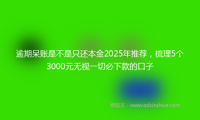 逾期呆账是不是只还本金2025年推荐，梳理5个3000元无视一切必下款的口子
